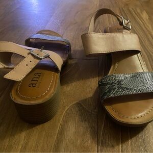 a.n.a Beige and Snake Print Women's Sandals